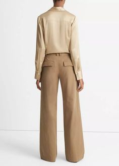 Cotton Wide-Leg Pant in Vince Products Women | Vince Leg Belt, Twill Pants, Wide Leg Pant, Artichoke, Short Pants, Fashion Pants, Denim Women, Shirt Jacket, Cotton Twill