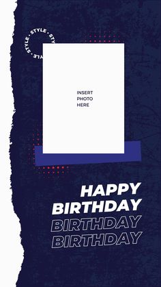 a birthday card with the words happy birthday written in blue and white, on a dark background