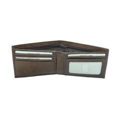 Leather Bifold wallet w/zip pkt in money compartment Size: Regular. Color: Brown. Gender: male. Age Group: adult. Brown Card Holder With Id Window, Classic Bifold Wallet With Zipper Closure, Classic Trifold Wallet With Zipper For Business, Leather Bifold Wallet, Bifold Wallet, Cloth Bags, Wallets, Bag Accessories, Age Group