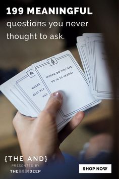 a person holding up some cards with the text 29 meaningful questions you never thought to ask