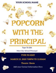 popcorn with the principals flyer for march 25, 2020 to november 12, 2019 at your school