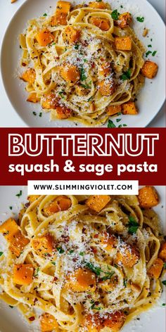 butternut squash and sage pasta with parmesan cheese is an easy weeknight dinner