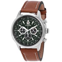 Green Dial Watch, Mens Chronograph, 5 O Clock, Chronograph Watch Men, Buy Watches, Crystal Accessories, Brown Leather Strap, Crossbody Messenger Bag, Sport Watches