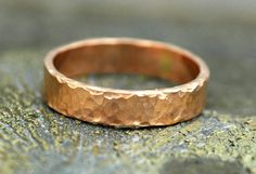 Rose Gold Band 14k Gold Hammered Finish by Specimental on Etsy Artisan 14k Gold Jewelry For Anniversary, Rustic Handmade Wedding Jewelry, Artisan Hammered Rose Gold Jewelry, Classic Handmade Rose Gold Jewelry, Artisan Rose Gold Hammered Jewelry, Handmade Classic Rose Gold Jewelry, Rustic Hammered Jewelry For Anniversary, Artisan Rose Gold Jewelry, Artisan Hammered Jewelry For Anniversary