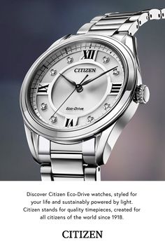 Since 1918, Citizen has stood for quality timepieces, created for all citizens of the world. Elegant Watches With Analog Display, Elegant Wedding Watch With Metal Dial, Classic Diamond Watch In Stainless Steel, Elegant Stainless Steel Watch With Analog Display, Silver Elegant Watch Accessories With Analog Display, Silver Timeless Diamond Watch With Analog Display, Elegant Silver Watch Accessories With Analog Display, Elegant Silver Diamond Watch With Analog Display, Silver Watch With Timeless Design And Round Dial