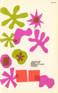 an image of various shapes and sizes on a white paper sheet with pink, green, and red colors