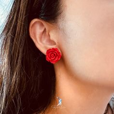 These elegant resin rose flower stud earrings feature a beautiful rose design in white or red color, complete with a sterling silver needle and back. Perfect for weddings and as a luxurious gift, these earrings can also elevate any outfit for daily wear. Enhance any outfit and feel truly elegant with these stunning resin rose flower stud earrings! Available in both white and red, their captivating rose design and high-quality sterling silver needle and back make them a luxurious addition to your Elegant Rose Red Flower-shaped Earrings, Rose Red Rose Design Flower Earrings For Wedding, Formal Rose Earrings With Rose Design, Rose Red Flower Design Earrings For Wedding, Formal Rose-design Rose Earrings, Rose Flower Earrings For Valentine's Day, Rose Red Flower Earrings With Rose Design, Valentine's Day Rose Flower Earrings, Red Flower-shaped Earrings With Rose Design