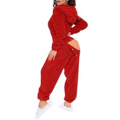 Season:Winter,Fall; Fabric:Polyester,Sherpa; Sleeve Length:Long Sleeve; Gender:Women's; Nightwear Style:Onesie; Style:Casual,Fashion,Soft,Plush,Warm; Elasticity:Micro-elastic; Occasion:Daily,Home,Bed; Age Group:Adults; Function:Warm; Pattern:Pure Color; Design:Hole; Neckline:Hoodie; Listing Date:09/08/2023; Hips:null; Length:null; Shoulder Width:null; Bust:null; Sleeve Length:null Winter Home Outfit, Lounge Jumpsuit, Womens Onesie, Bodysuit Designs, Red Jumpsuit, Long Sleeve Jumpsuit, Wearing Red, One Piece For Women, Sleeved Romper