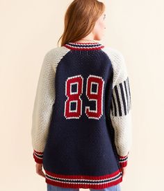 DH Apparel Varsity Cardigan Sweater - Blue Medium, Women's Rednavycream Zip down cardigan sweater Bust measures 44 on size small Body length 27 on size small. Layering piece(s) and/or accessories sold separately.. 100% Polyester. Hand wash cold separately. Do not bleach. Lay flat to dry. Low iron if needed. Apparel & Accessories > Clothing > Shirts & Tops Winter Varsity Cardigan, Varsity Style Winter Cardigan For College, Varsity Style Cardigan For College In Winter, Varsity Cardigan For Winter College Season, Sporty Fall Cardigan For College, Navy Winter Sweater For College, Navy Winter College Sweater, Winter Cardigan For College, Navy Sweater For College In Fall