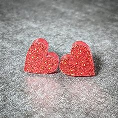 Mini Red Heart Stud Earrings - Hypoallergenic Posts Heart Stud Earrings, Heart Studs, Heart Earrings Studs, Druzy Ring, Red Heart, Stud Earrings