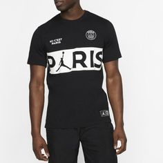 Nike PSG Wordmark T-Shirt Black BQ8390-010 Gift To Boyfriend, Paris Saint, Paris Saint-germain, Saint Germain, Boyfriend Gifts, Crossover, Air Jordan, Mens Gifts, Black Shirt