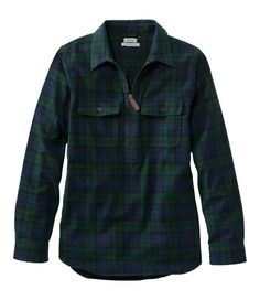 The softest long-lasting flannel, designed in an easy pullover style. Available in the widest range of 100% authentic Scottish tartans – all specially yarn-dyed so they'll stay bright. Relaxed Fit: Our most generous fit sits farthest from the body. Falls at thigh. Made of high-quality Portuguese cotton flannel, an L. L. Bean exclusive. Expertly brushed for exceptional softness and warmth. Machine wash and dry. Front patch pockets. Buttoned cuffs at sleeves. Rounded shirttail hem with side slits. Black Quarter Zip, Flattering Jeans, Scottish Plaid, Flannel Shirts, Kids Outerwear, Scottish Tartans, Plaid Fabric, Plaid Flannel Shirt, Woven Top