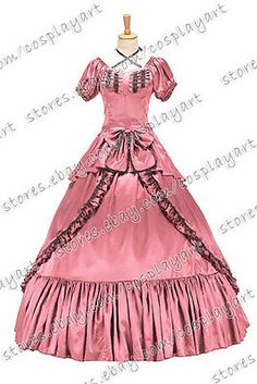 Victorian Style Pink Costume Dress, Victorian Dress With Ruffles For Cosplay, Pink Victorian Ball Gown Costume Dress, Feminine Ruffled Victorian Daywear Dress, Vintage Victorian Dress With Ruffles For Cosplay, Prom Ball Gown, Gone With The Wind, Ball Gown Dresses, Victorian Gothic