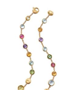 Marco Bicego 18K Gold Jaipur Color Mixed Gemstone Graduated Collar Necklace, 17 Multi Colour Gemstone Necklace, Marco Bicego, Pendent Necklace, Collar Necklace, Jaipur, Color Mixing, 18k Gold, Collar, Gemstones