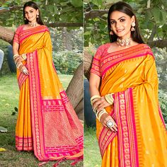 Yellow colored saree is made from paithani banarasi silk fabric which is highlighted with beautiful weaving and tassels border as shown. comes along unstitched paithani banarasi silk blouse piece which you can customise as per your design/style. Occasion - You can wear this saree for festivals, functions and ideal for any fashionista. Note:- the actual product may differ slightly in color and design from the one illustrated in the images when compared with computer or mobile screen. Measurements: Saree : Banarasi Silk : 5.5 Mtrs Blouse : Banarasi Silk : 0.8 Mtr Material: Banarasi Silk Stitch Type: Unstitched Occasion: Festive, Sangeet Country of Origin: India Care Guide: Dry Clean Banarasi Silk Dupatta With Latkans For Traditional Ceremonies, Festival Banarasi Silk Saree With Latkans, Art Silk Saree With Latkans For Festivals, Traditional Banarasi Silk Wear With Latkans, Festive Art Silk Saree With Latkans, Traditional Wear Banarasi Silk With Latkans, Traditional Drape Saree With Latkans For Navratri, Banarasi Silk Traditional Wear With Latkans For Navratri, Navratri Art Silk Saree With Latkans