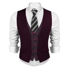 This Men's Dress Waistcoat With High Quality Durable Material Soft Keeps The Vests Sharp All Time. Back Adjustable Belt Offers A More Accurate Fit. Mens Suit Vest With V-Neck And Fake Two-Pieces Elements That Can Make You Look More Casual But Decent.Two Real Pockets For Your Watch, Cards Or Handkerchief, Etc. You Could Dress It On Wedding, Party, Festival, Dinner, Date, Celebration; Casual Occasions, And Semi-Formal Or Formal Occasions. Paired With Shirts, Suits, Tuxedos, And Even Jeans, A Great Business Suit Vest, Punk Leather Jacket, Wedding Waistcoats, Vest Layering, Men's Business Suits, Mens Suit Vest, Dress Vest, Black Puffer Vest, Vest Waistcoat