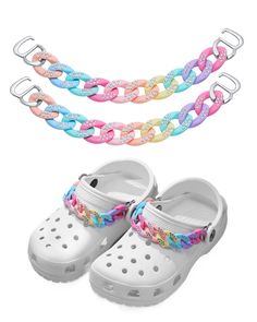 PRICES MAY VARY. 👟【Bling Shoe Charms for Girls】- The candy color shoe chains are inlaid with bling rhinestones, perfect for both kids and adults' Clog & Sandal shoes. Which make your shoes unique and charming, also easy to match with your different style decorations. It was easy to attach to the sandal shoes and it truly upgraded the shoes from ordinary to extraordinary! 👟【Unique Design】- The iron hook at end of the shoe chains is designed for fit the Clog Shoes. They can be hooked into the ju Shoe Chains, Clog Shoe, Crocs Fashion, Bling Rhinestones, Shoe Decoration, Iron Hook, Funky Shoes, Flower Shoes, Shoes Stand