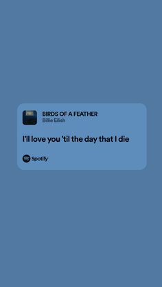 birds of a feather text on a blue background with the words i'll love you till that i die