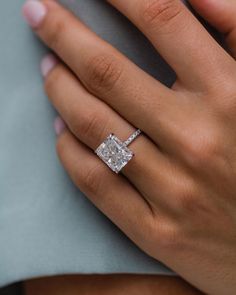 4.79 CT Radiant Solitaire Hidden Halo Moissanite Engagement Ring - violetjewels Radiant Moissanite, Expensive Rings, Pear Cut Ring, Radiant Cut Engagement Rings, Mohs Scale, Beautiful Diamond Rings, Types Of Diamonds, Colorless Diamond, Moissanite Earrings