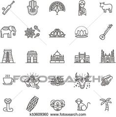 line art icons set in black and white