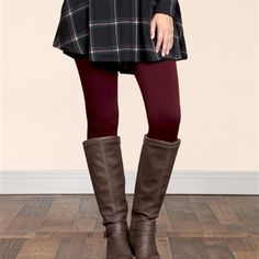 One Size Fits Most Casual Burgundy Bottoms For Fall, Fitted Burgundy Winter Bottoms, Stretch Burgundy Leggings For Fall, Red Stretch Leggings For Fall, Burgundy Stretch Leggings For Fall, Winter Burgundy Stretch Bottoms, Casual Red Tights, Casual Fall Tights For Work, Red Casual Leggings For Winter