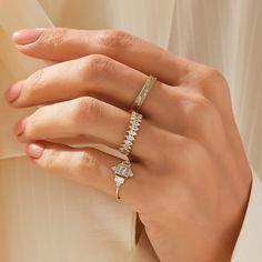 A delicate ring made for showing off. Ideal to wear alone or stack with other rings, Match it with our stacking rings for a minimalist and dainty ring stack. - Made in 14k solid gold - Decorated with handset white cubic zirconia stone on 14k solid gold - Band Width: 1.20 mm / 0.0472 inches - Thickness: 1.31 mm / 0.0515 inches - This product comes with iconic Norm Jewels gift box Baguette Engagement Ring, Baguette Diamond Rings, Marquise Ring, Antique Diamond Rings, Solid Gold Band, Sparkling Rings, Rose Gold Band, Solid Gold Rings, Ring Dainty