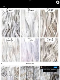 Platinum Vs Icy Blonde, Toners For White Hair, Platinum Blonde Hair Shadow Root, Icy Ash Blonde Hair Balayage, Different Types Of Blonde Hair Shades, Shades Of Platinum Blonde, Grey Blonde Hair Color, Bright Dimensional Blonde