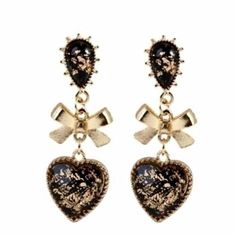 Black Heart Earrings, Heart Dangle Earrings, Paparazzi Jewelry, Black Heart, Gold Heart, Heart Of Gold, Heart Earrings, Jewelry Ideas, Betsey Johnson