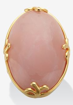 Make her feel like royalty with this bold, yet elegant, rose quartz ring. Framed by ornate gold-plated prongs, this bewitching cabochon ring will add charm and elegance to any outfit. Set on an 18K yellow gold-plated band. Sizes 6-10.FABRIC: 18k Gold-PlatedMain Stone: 1 Oval Cabachon Cut Genuine Rose Quartz, 30 mm x 20 mmDimensions: 20 mm wide x 30 mm long x 9 mm highIncludes gift box and drawstring pouch available in sizes 6-10 | Women's Cabochon Cut Rose Quartz 18K Gold-Plated Cocktail Ring by Trend Board, Snow Wedding, Rose Quartz Jewelry, Rose Quartz Ring, Cabochon Ring, Drawstring Pouch, Quartz Ring, Bead Jewelry, Jewelry Inspo