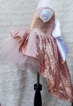 Princess Megan High Low Couture Dress in Rose Gold, high low sequin kids dress, flower girl dress, flower girls dresses, kids elegant dress, pink and gold birthday dress, baby girl first birthday outfit , pageant dress Gold Birthday Dress, Sequin Kids Dress, Baby Girl First Birthday Outfit, Girl First Birthday Outfit, Pink And Gold Birthday, Flower Girls Dresses, Rose Gold Dress, First Birthday Dresses, First Communion Dresses