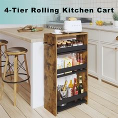 an image of a kitchen cart with food in it