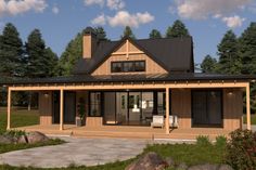 a small house with a porch and covered patio