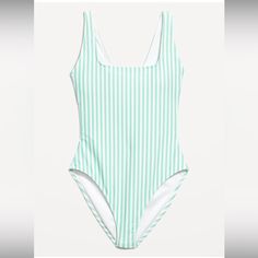 Brand New With Tags Green Stripped One Piece Swimsuit Size: Xl Striped Sleeveless Summer Bodysuit, Sleeveless Striped Bodysuit For Pool, Striped Summer Bodysuit For Poolside, Summer Striped Bodysuit For Poolside, Striped Bodysuit With Lined Body For Vacation, Striped Lined Bodysuit For Vacation, Chic Striped Swimwear With Lined Body, Striped One-piece Bodysuit With Lined Body, Striped One-piece Lined Bodysuit