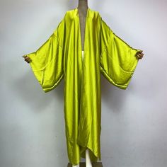 One Size fits S-3X/4X Kimono length: 58inch Material: Poly Silk (a lightweight, smooth, and shiny fabric that drapes and flows very well. An affordable alternative to silk) One Size Fits Most Size Chart Long Silk Robe, Silk Robe Long, Kaftan Dresses, Modern Kimono, Satin Kimono, Shiny Fabric, Clothes Aesthetic, Silk Robe, Long Kimono