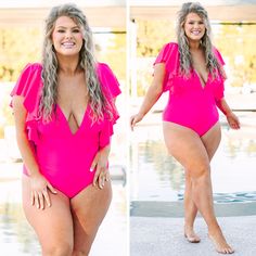 Take a trip to Hawaii and bring this cutie along with you! This sassy one piece has a gorgeous pink color with a deep v neckline that is so flirty and chic! The flutter sleeves and figure flattering fit are perfect to sit oceanside! Throw on some sandals and a cute kimono for the ultimate look!
85% Polyester, 15% Spandex Chic Pink Swimwear With Ruffles, Pink V-neck Swimwear For Beach Party, Flirty Pink Swimwear, Flirty Pink Swimwear For Party, Flirty Pink Party Swimwear, Pink Short Sleeve Swimwear For Pool, Pink V-neck Swimwear For Poolside, Pink Short Sleeve Swimwear For Spring, Pink V-neck Swimwear For Party