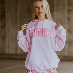 **ALL ITEMS ARE MADE TO ORDER. ALLOW 2 WEEKS FOR DELIVERY TO BE SAFE.**PRODUCTION CAN TAKE UP TO 7 BUSINESS DAYS. SHIPPING TIME IS ADDITIONAL, AND VARIES PER CARRIER. Pink hoodie, boyfriend fit. Our model is wearing size large (unisex).50% cotton, 50% polyesterWE DO NOT ACCEPT SORORITY [OR ANY] CHANGES IN THE ORDER NOTES.The Organization you select at checkout is exactly what you will receive. NO exceptions, sorry!Please visit our Shop Policies and FAQ for more information.--OFFICIALLY GREEK LIC Pink Crew Neck Hoodie For College, Sporty Pink College Hoodie, Pink Sporty College Hoodie, Pink Sporty Hoodie For College, Pink Spring Hoodie For College, Pink College Hoodie For Spring, Pink Hoodie For College, Spring Season, Pink Letter Print Hoodie For College, Pink Cotton Sweatshirt For School Spirit