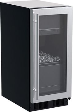 an empty refrigerator with ice and water in it's door open on a white background