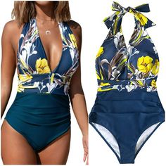 Cupshe Women's Halter One Piece Swimsuit Keeping You Accompanied Swimwear New With Tag Brand Tag Size S Details: Halter Silhouette / Side Shirring / Backless / Plunging Neckline / Removable Padding / Moderate Cheeky Coverage Fabric: 80% Nylon, 20%Spandex Color Green With Yellow Floral Print Yellow Stretch One-piece Beachwear, Yellow Summer One-piece With Lined Body, Summer Yellow One-piece With Lined Body, Yellow Lined One-piece For Beach Season, Summer-style Yellow One-piece With Lined Body, Yellow Lined Summer One Piece, Yellow Lined Swimwear For Vacation, Yellow Lined Bodysuit For Vacation, Yellow Lined Swimwear For Summer