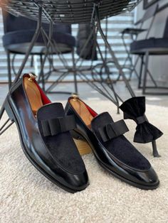 Black Tuxedo Loafers - Hollo Shoe Classic Monk Strap Shoes With Round Toe For Party, Leather Tassel Loafers With Round Toe For Party, Party Leather Tassel Loafers With Round Toe, Suede Slip-on Monk Strap Shoes For Formal Occasions, Elegant Suede Monk Strap Shoes With Round Toe, Classic Leather Tassel Loafers For Party, Elegant Suede Monk Strap Slip-on Shoes, Luxury Leather Slip-on Party Shoes, Elegant Suede Monk Strap Shoes For Business