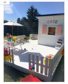 a child's play area in the back yard