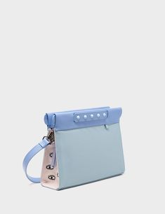 Vali Crossbody Sterling Blue Leather Bag - All Over Eyes Embroidery Light Blue Travel Bag With Detachable Strap, Light Blue Crossbody Shoulder Bag With Detachable Strap, Travel Light Blue Satchel, Light Blue Crossbody Shoulder Bag With Detachable Handle, Light Blue Satchel Shoulder Bag With Detachable Strap, Light Blue Satchel With Adjustable Strap And Double Handle, Light Blue Rectangular Shoulder Bag With Removable Pouch, Light Blue Double Handle Satchel With Adjustable Strap, Light Blue Crossbody Satchel With Removable Pouch