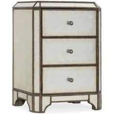 a white and brown chest with three drawers on one side, an open drawer in the middle