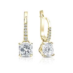 Dangle studs 4-Prong martini set diamond earrings make a stylish statement in beauty. These 14k yellow gold diamond earrings sparkle with a 2.00 ct. cushion-cut natural diamonds as center stone and 0.10 ct. total weight of small round diamonds as side stone, together with a total weight of 2.10 ct. in lever back clasps. Black Diamond Pendant, Martini Set, Yellow Gold Diamond Earrings, Black Diamond Studs, Solitaire Diamond Pendant, Colored Diamond Rings, Black Diamond Ring, Gold Diamond Earrings, Sparkle Earrings