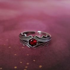 Red Ring Aesthetic, Blood Ring, Vampire Ring, Dark Ring, Red Gemstone Ring, Medieval Rings, Vintage Silver Ring, Gemstone Rings Vintage, Gothic Ring