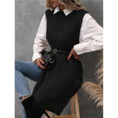 -Item Id 21911091 -Details: Split -Neckline: Stand Collar -Style: Casual -Color: Black -Length: Long -Pattern Type: Plain -Temperature: Spring/Fall (18-25/63-77) -Fit Type: Regular Fit -Fabric: Medium Stretch -Material: Knitwear -Composition: 100% Acrylic -Care Instructions: Hand Wash Or Professional Dry Clean -Sheer: No **Open To Offers!!!** **Bundle To Save More** **30% Off Bundles Of 2 Or More Items!!** ***Orders Go Out Within 5-10 Business Days!! Thank You For Your Patience!! Multiple Sizes Belt Blouse, Classy Jumpsuit, Womens Knit Sweater, Cardigan Sweater Vest, Sweater Vests, Hem Sweater, Sweater Vest Women, Maternity Lingerie, Áo Len Cardigan