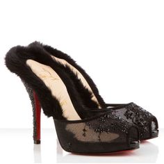 Christian Louboutin Nutria 120 Lace Bouq Slide/Mule (Size 35.5/Us 5.5) Brand New With Dust Bag And In Box! 100% Authentic. An Absolutely Sexy Slide With Mink Fur, Strass And Lace Perfect For The Boudoir Or For A Fun Night Out! Fur On The Shoes Are In Ladies! You Won't Find These Anywhere Else! Luxury Evening Heels For Wedding, Luxury Evening Wedding Heels, Luxury Round Toe Heels For Galas, Luxury Red-sole Heels For Cocktail, Luxury Red Sole Heels For Cocktail, Luxury Heels With Red Sole For Cocktail, Luxury Heels With Padded Heel For Galas, Luxury Heels With Reinforced Heel For Gala, Luxury Red-sole Heels For Wedding