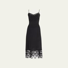 Simone Rocha slip dress with lace trim Sweetheart neckline Adjustable shoulder straps Bias-cut silhouette Midi length Slipover style Acetate/silk Dry clean, professional cleaning recommended Made in Portugal