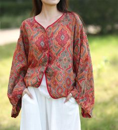 Retro Ethnic Style Loose Ramie Shirts for Women Hooded Dress, Vest Shirt, Spring Summer Dress, Ethnic Style, Shirts For Women, Down Coat, Plaid Dress, Linen Clothes, Linen Women