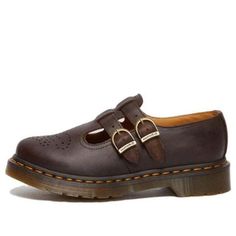 (WMNS) Dr. Martens 8065 Crazy Horse Leather Mary Jane Shoes 'Dark Brown' 30914201 Brown Docs, Doc Marten Mary Janes, Brown Doc Martens, Doc Martens Loafers, Leather Mary Jane Shoes, Brown Mary Janes, Dark Brows, Limited Edition Sneakers, Brown Leather Shoes