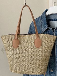 Bird in Bag - Tone Straw Bag with Double Handles and Double Capacity Casual Large Shoulder Bag For Travel, Casual Large Summer Bag, Casual Large Size Summer Bags, Casual Large Beige Bags, Large Casual Bucket Bag, Casual Large Bucket Bag, Large Summer Shoulder Bag For Daily Use, Casual Large Beach Bag, Casual Beige Tote Bucket Bag